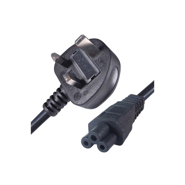 2M IEC C5 UK Mains Power Plug Cable - Black