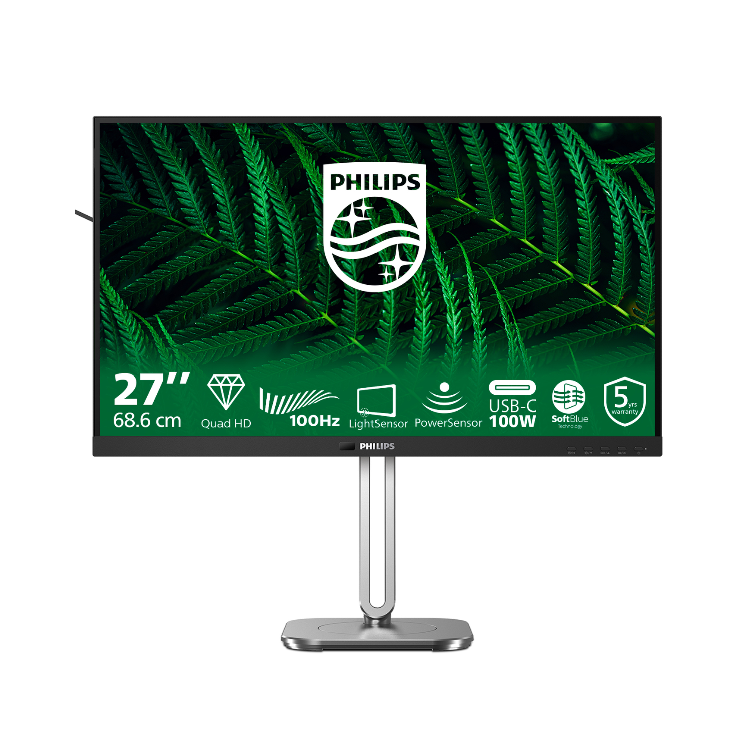 Laptops Direct - Philips 5000 Series 27B2g5601 27 Ips Qhd 100Hz Rj45 Efficiency Business Monitor Black - 27B2G5601/00