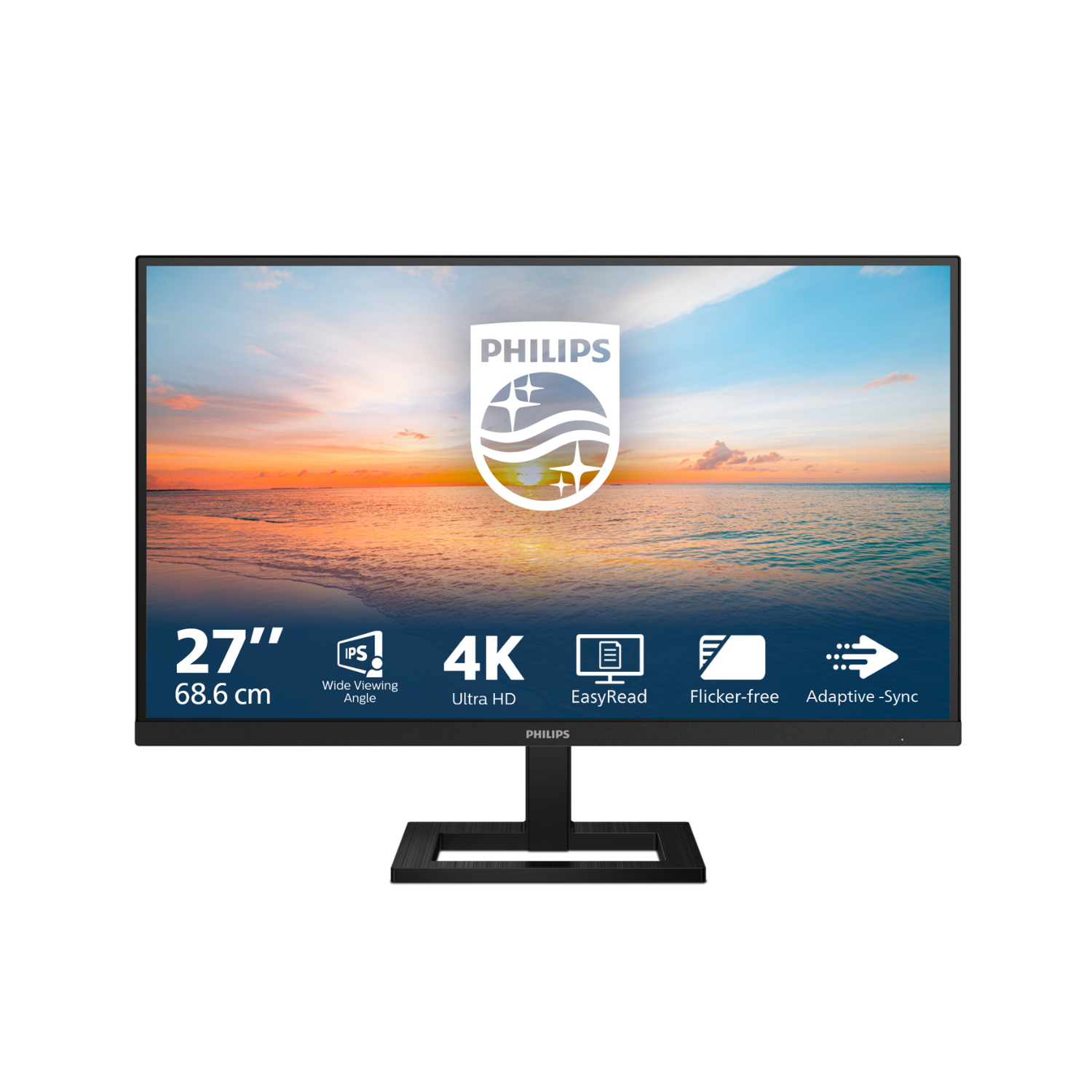 Philips 1000 Series 27 Ips 4K UHD Height-Adjustable Monitor Black, Laptops Direct - 27E1N1900AE/00