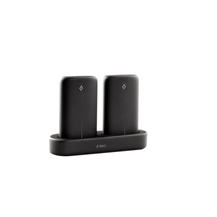 ttec PowerStones Trio Powerbank Set - 2 x 5000mAh - Black w/Charging Dock