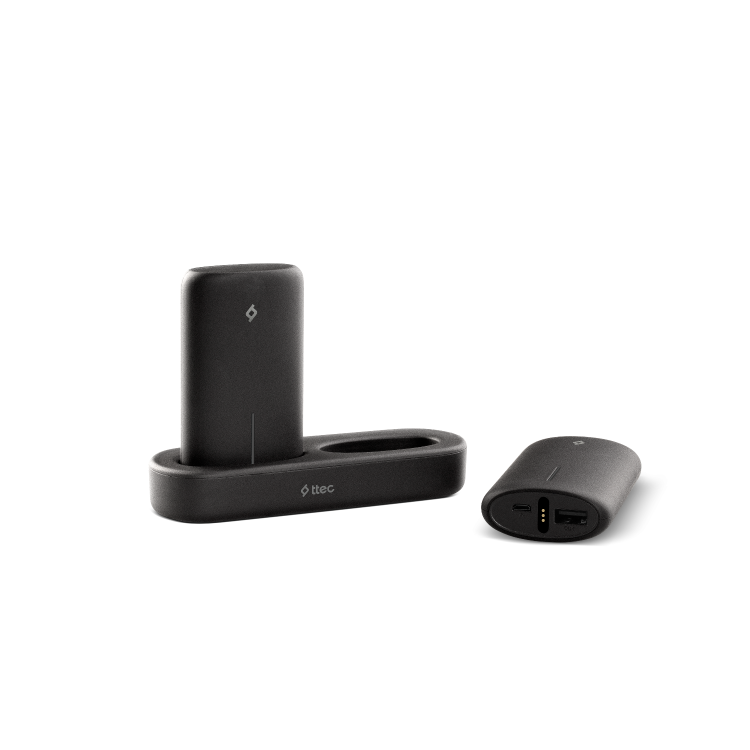 ttec PowerStones Trio Powerbank Set - 2 x 5000mAh - Black w/Charging Dock