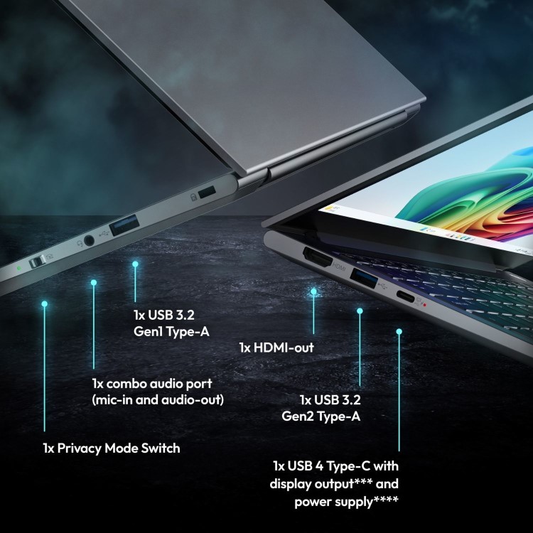 Medion AI SPRCHRGD S30 Qualcomm Snapdragon X Elite 16GB RAM 512GB SSD 14 Inch 2.8k Windows 11 Laptop