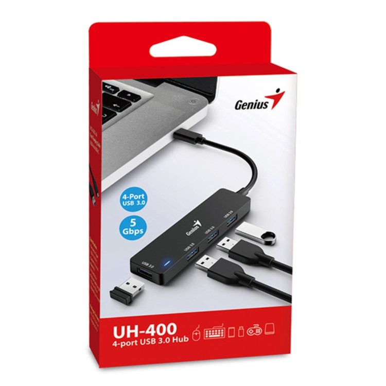 Genius 4 Port USB-C Hub 4 x USB 3.0 Type-A (F) Ports