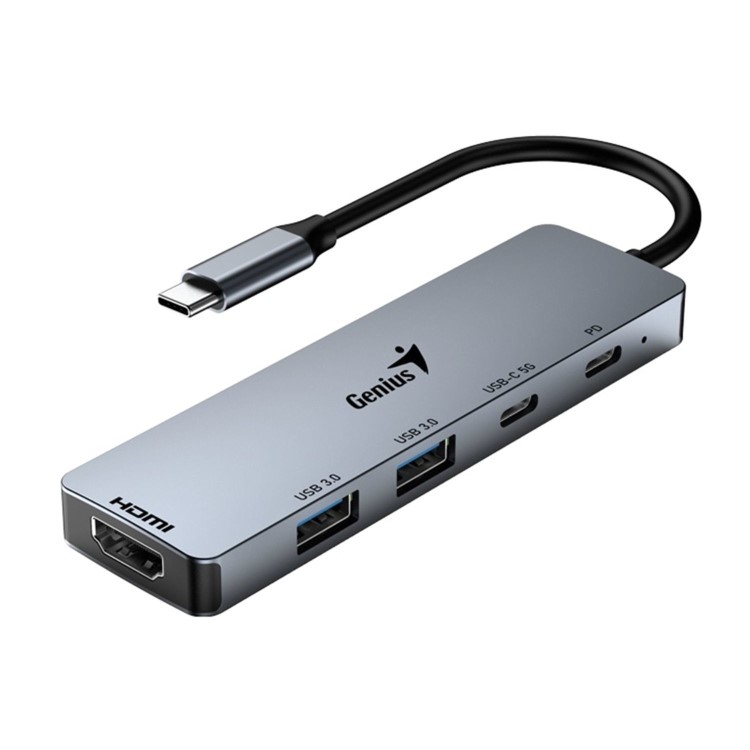 Genius USB Type-C 5-In-1 Hub Docking Station with USB-C 100W Power Delivery