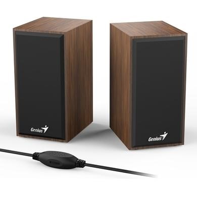 Genius SP-HF180 2.0 Stereo USB Powered Plug Desktop Speakers Wooden