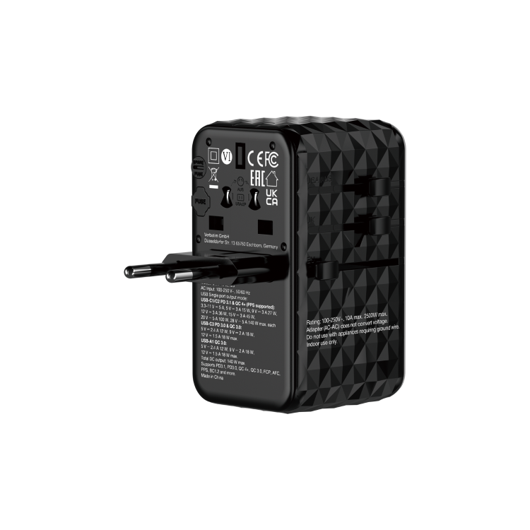 Verbatim UTA-10 GaN III 140W Universal Travel Adapter
