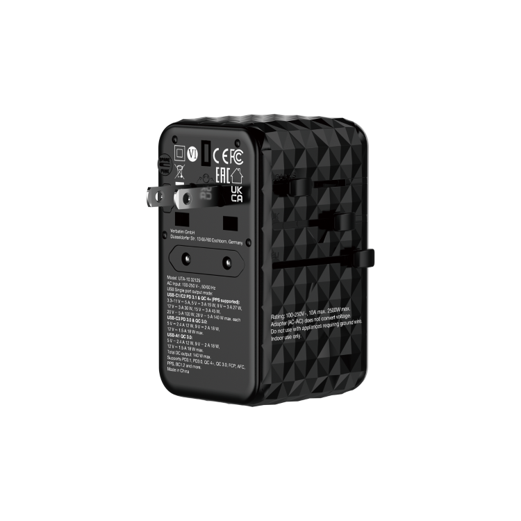 Verbatim UTA-10 GaN III 140W Universal Travel Adapter