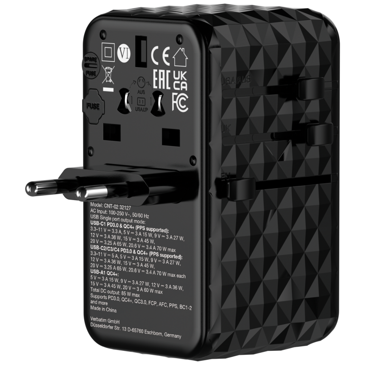 Verbatim AC Travel Adapter 3A 85W