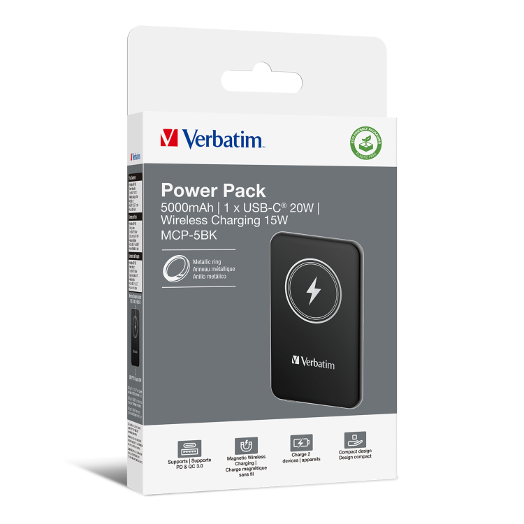 Verbatim Charge ´n´ Go 5000mAh Magnetic Wireless Power Bank Black