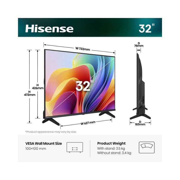 Hisense 32A4STUK 32 Inch Smart HD Ready LED TV – Smart TV with Built-In Wi-Fi & Freeview