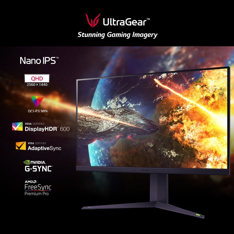 LG UltraGear 32GQ850-B 32" Nano IPS QHD 240Hz FreeSync Gaming Monitor