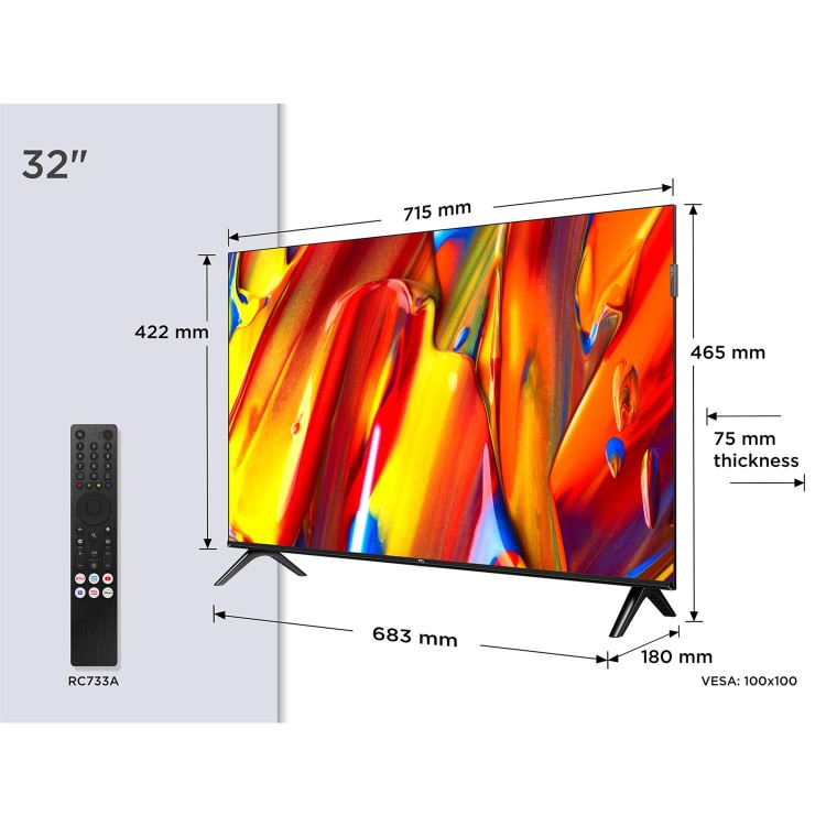 TCL 32V5C-UK 32" FHD QLED TV Google Smart TV