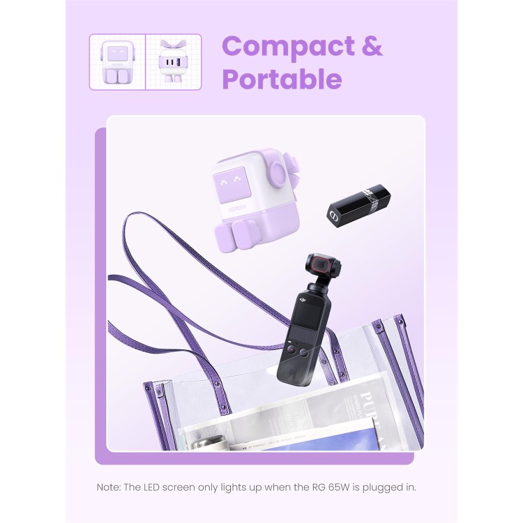 UGREEN Uno 65W 3-Port GaN Charger - Pink