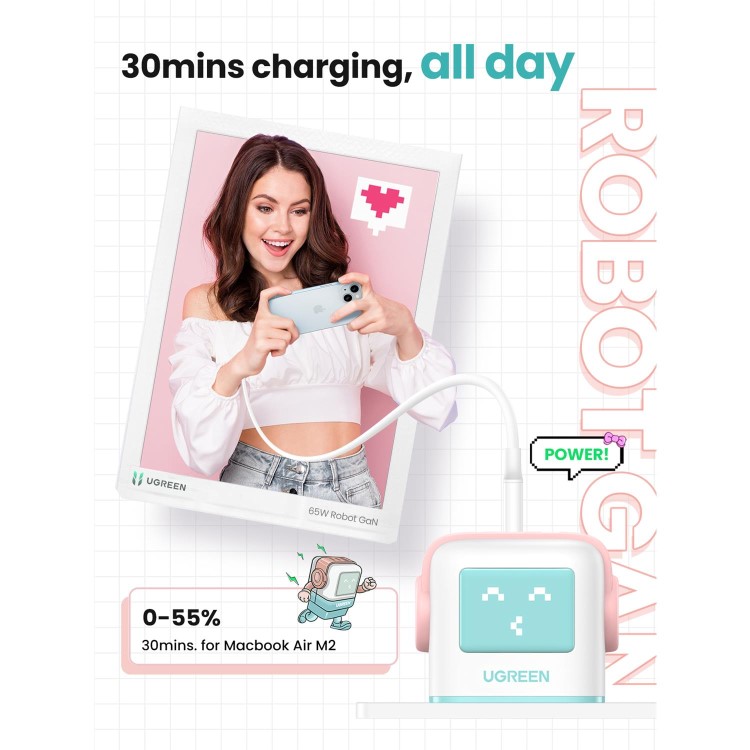 Ugreen Uno 65W 3-Port GaN Charger - Blue