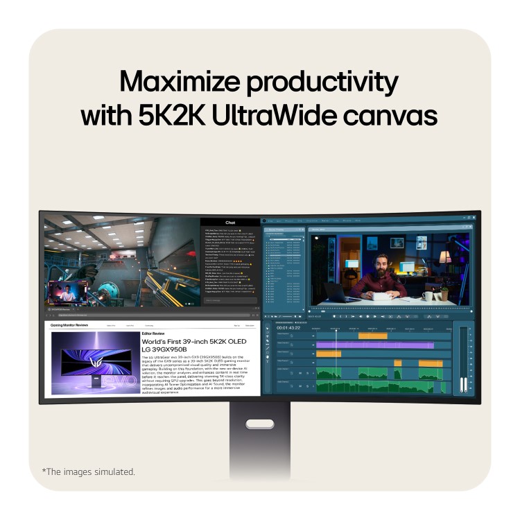 LG UltraGear evo GX9 39" OLED 5K2K 165Hz USB-C Height-Adjustable Curved Gaming Monitor