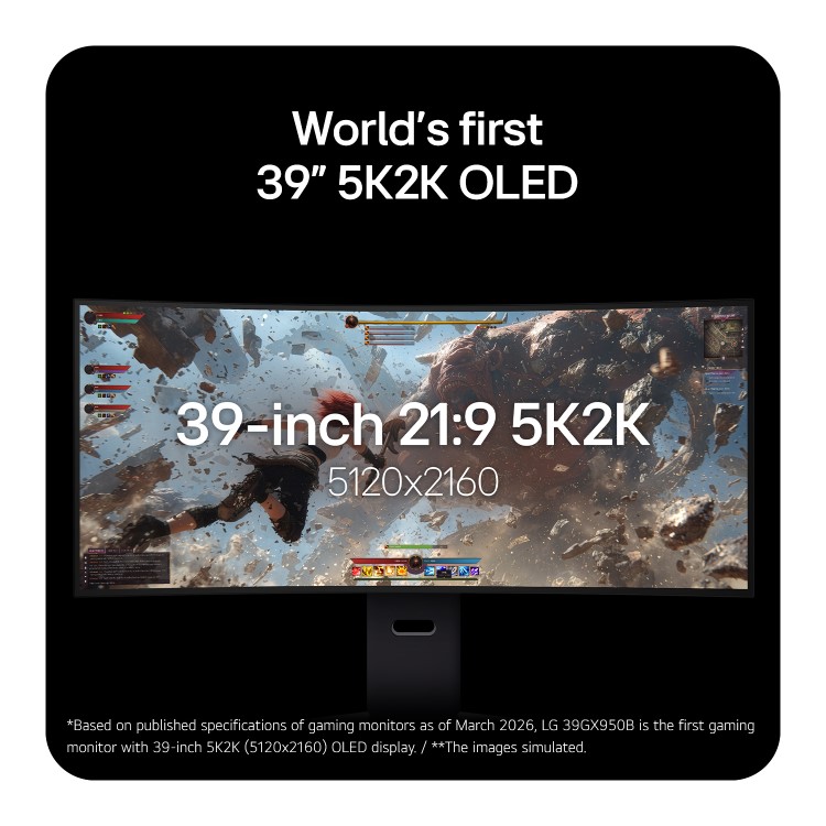 LG UltraGear evo GX9 39" OLED 5K2K 165Hz USB-C Height-Adjustable Curved Gaming Monitor