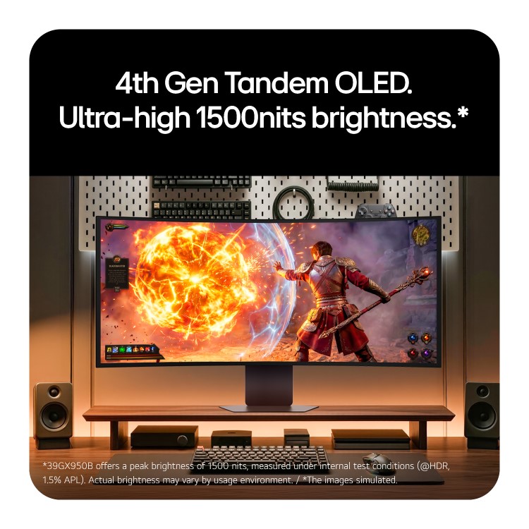 LG UltraGear evo GX9 39" OLED 5K2K 165Hz USB-C Height-Adjustable Curved Gaming Monitor