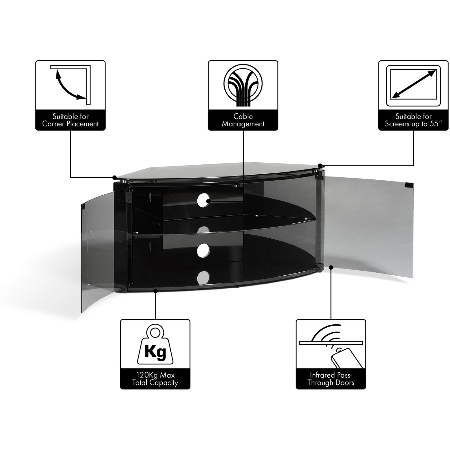 Techlink B6b Bench Corner Tv Stand For Up To 55 Tvs Black
