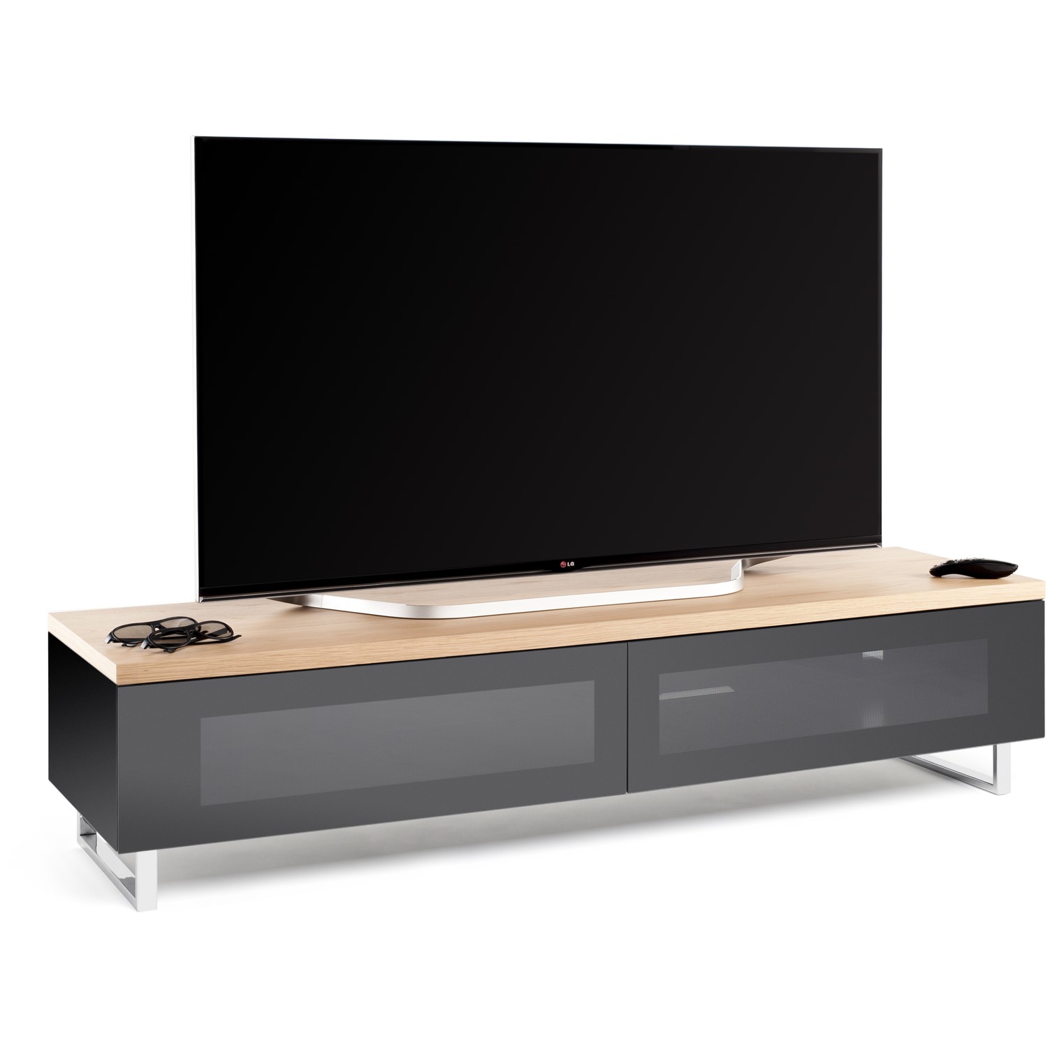 Techlink Pm160lo Panorama Tv Stand For Up To 80 Tvs Light Oak