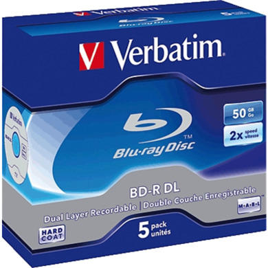 Verbatim 5PK 25GB 2X Blu Ray RW Blank Disks