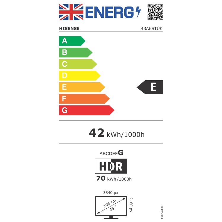 Hisense 43A6STUK 43 Inch 4K Ultra HD Smart TV – HDR Freely Dolby Vision & Dolby Atmos