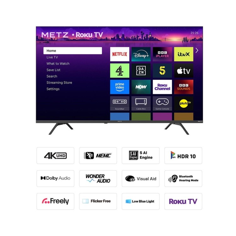 Metz 43MRF6000ZUK 43" 4K UHD Smart TV – DLED Roku & Freely