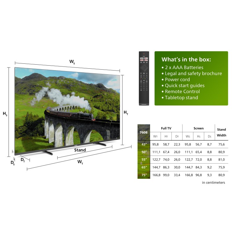 Philips PUS7608 43 inch LED 4K HDR Smart TV with Dolby Atmos
