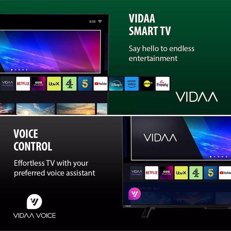 Toshiba 65UV2F53DBU 65" 4K UHD Smart LED TV with Dolby Vision Dolby Atmos & Freely Streaming