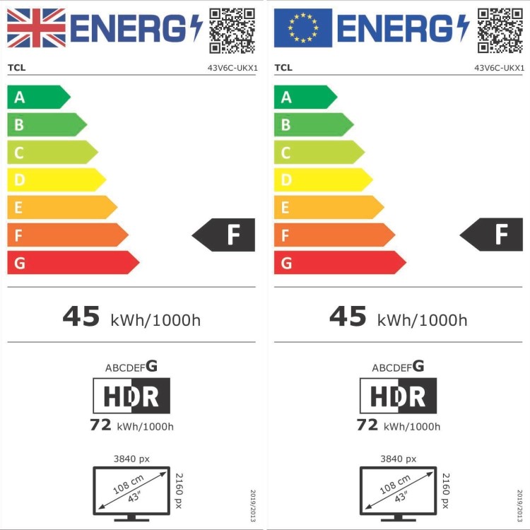 TCL 43V6C-UK 43" 4K HDR Smart Google TV – Dolby Vision AiPQ Processor Game Master