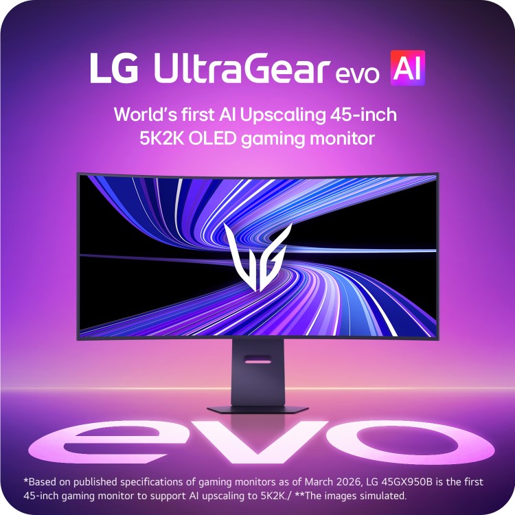 LG UltraGear evo GX9 45GX950B 45" OLED 5K2K 165Hz 0.03ms Curved Gaming Monitor with AI Upscaling