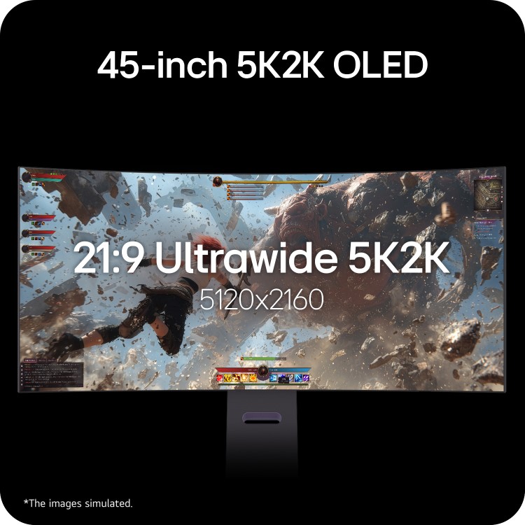 LG UltraGear evo GX9 45GX950B 45" OLED 5K2K 165Hz 0.03ms Curved Gaming Monitor with AI Upscaling