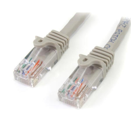 StarTech.com 1 ft Cat5e Gray Snagless RJ45 UTP Cat 5e Patch Cable - 1ft Patch Cord