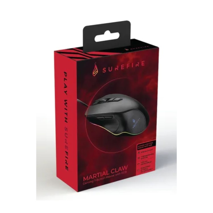 SureFire Martial Claw RGB Wired 7-Button Gaming Mouse Black