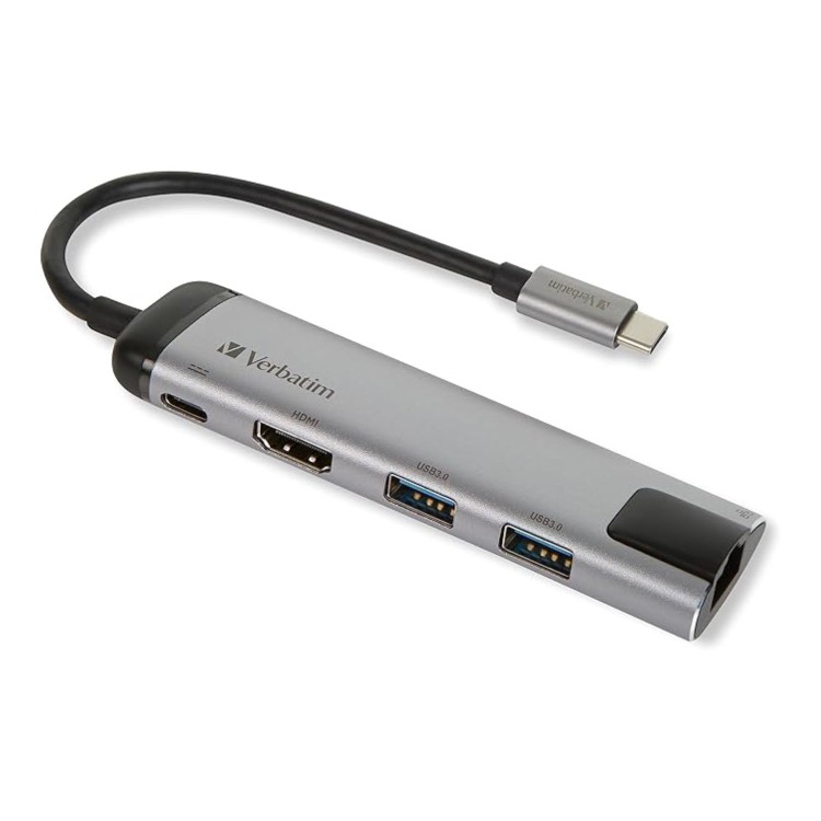 Verbatim USB-C Multiport Hub with USB 3.1 Gen 1 USB 3.0 HDMI RJ45