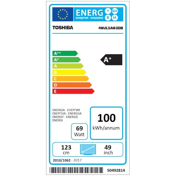 Toshiba 49UL5A63DB 49" 4K Ultra HD HDR10 Smart LED TV with Freeview Play and Dolby Vision