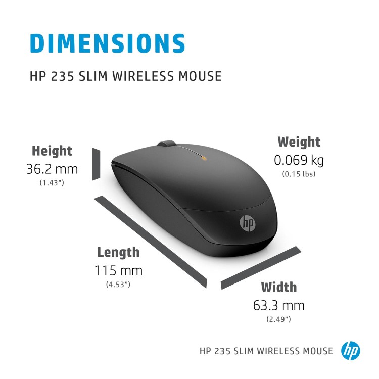 HP 235 Slim 3 Buttons Wireless Optical Mouse
