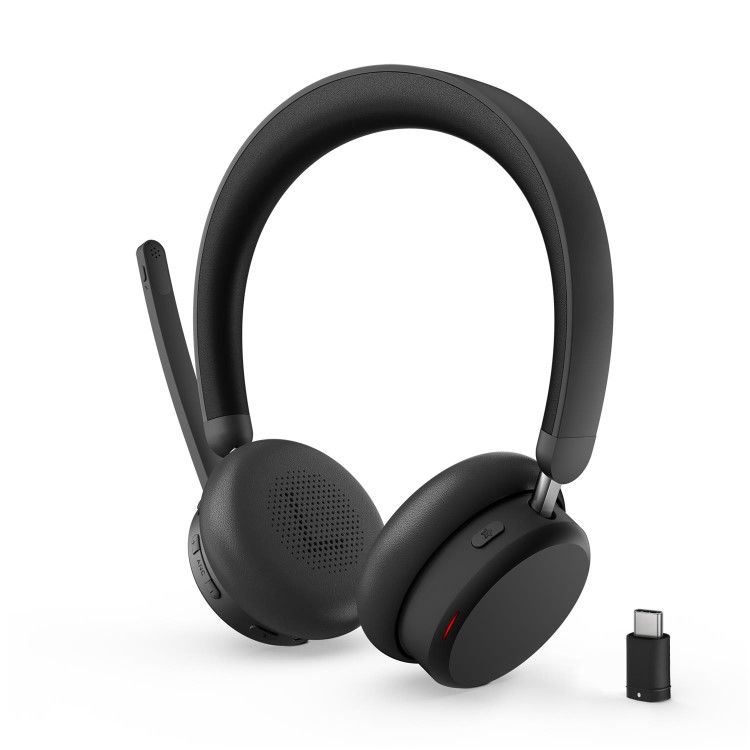 Lenovo 6550 - Headset - on-ear - Bluetooth - wireless - active noise cancelling - black - Certified for Microsoft Teams