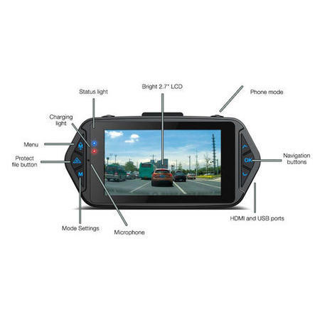 electriQ 1080P Dash Cam with Ambarella Processor 160 Degree Angle View G Sensor 2.7 Inch   Screen and GPS Module