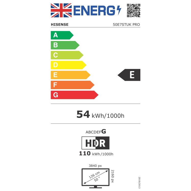Hisense 50E7STUK PRO 50 Inch 4K QLED Smart TV – Ultra HD 144Hz HDR Freely & Dolby Vision