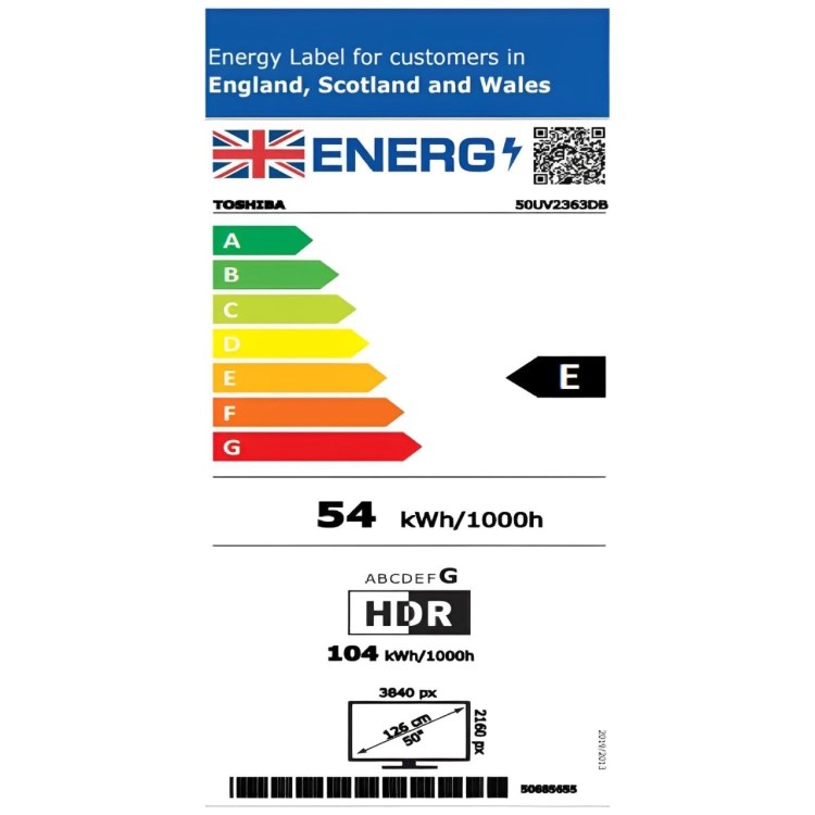 Refurbished Toshiba UV23 50" 4K Ultra HD with HDR10 Freeview Play LED Smart TV