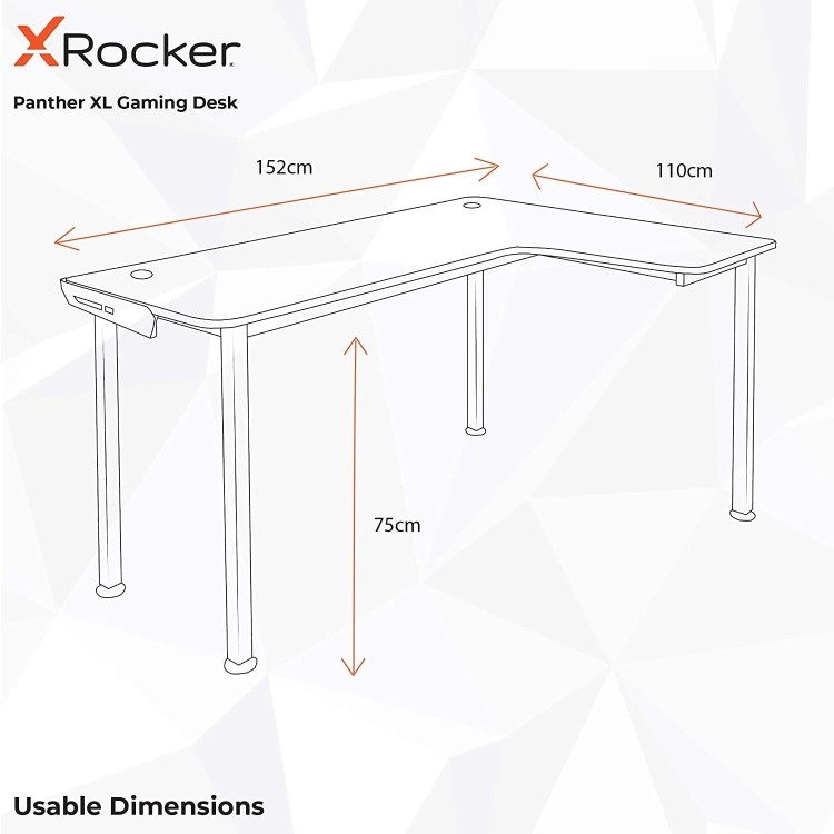 X Rocker Panther XL Right L-Shape Corner Gaming Desk