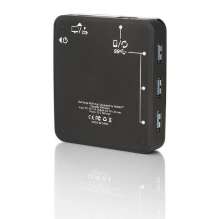 Recharge 6000 - 6000 mAh Rechargeable Battery device with 4 port USB 3.0 Hub