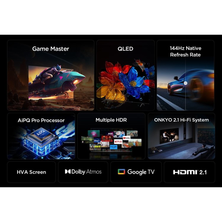 TCL 55T8C-UK 55" QLED 4K Ultra HD HDR Smart Google TV with Dolby Vision Atmos & Game Master Pro