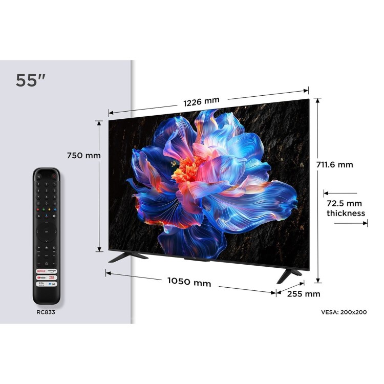 TCL 55V6C-UK 55-Inch 4K HDR Smart TV  Dolby Vision HDR10+ Google TV & Dolby Atmos