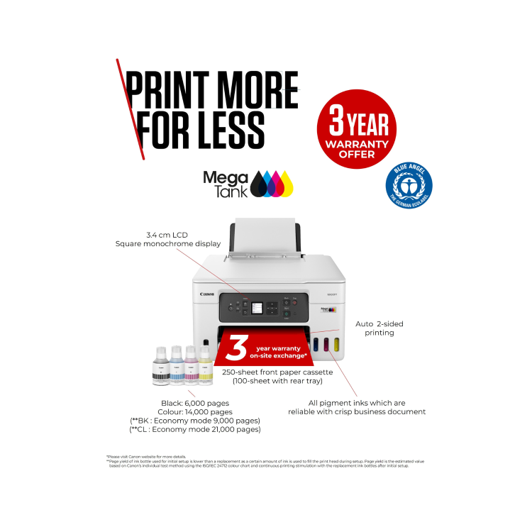 Canon MAXIFY GX3050 A4 Colour Multifunction Inkjet Printer