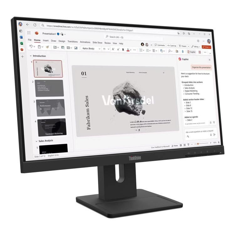 Lenovo ThinkVision E22-40 - LED monitor - 1920 x 1080 Full HD (1080p) @ 100 Hz - IPS - 250 cd/m² - 1300:1 - 4 ms - HDMI, VGA, DisplayPort - speakers - raven black