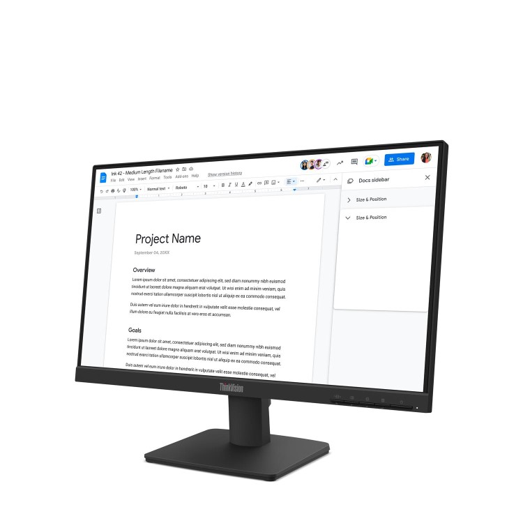 Lenovo ThinkVision S22-4e - LED monitor - 1920 x 1080 Full HD (1080p) @ 100 Hz - IPS - 250 cd/m² - 1300:1 - 4 ms - HDMI, VGA - raven black