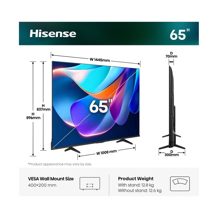 Hisense 65A6STUK 65 Inch 4K Ultra HD Smart TV – HDR Freely Dolby Vision & Dolby Atmos