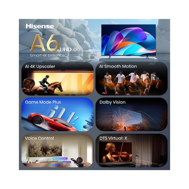 Hisense 65A6STUK 65 Inch 4K Ultra HD Smart TV – HDR Freely Dolby Vision & Dolby Atmos