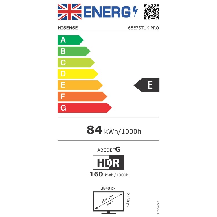 Hisense 65E7STUK PRO 65 Inch 4K Ultra HD Smart TV – Dolby Vision HDR10+ Quantum Dot Google TV Freeview Play